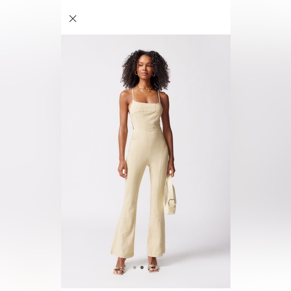 UO Chandler Linen Strappy-Back Jumpsuit NWT - Picture 2 of 4